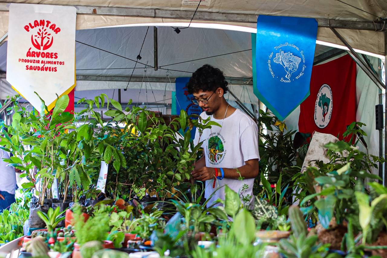Feira da Reforma Agrária tem espaço para venda de livros e mudas agroecológicas