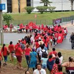 "Pela vida das mulheres e o fim do feminicídio em Mato Grosso: em luta pela democracia e pelo bem viver. Contra o fascismo, sem anistia!". Foto: Comunicação MST