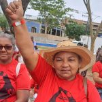 "Pela vida das mulheres e o fim do feminicídio em Mato Grosso: em luta pela democracia e pelo bem viver. Contra o fascismo, sem anistia!". Foto: Comunicação MST