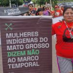 "Pela vida das mulheres e o fim do feminicídio em Mato Grosso: em luta pela democracia e pelo bem viver. Contra o fascismo, sem anistia!". Foto: Comunicação MST