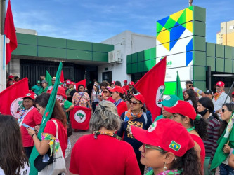 Mulheres trabalhadoras realizaram a Marcha de Lutas das Mulheres de Goiás, na capital Goiânia. Foto: Comunicação MST GO