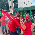Mulheres trabalhadoras realizaram a Marcha de Lutas das Mulheres de Goiás, na capital Goiânia. Foto: Comunicação MST GO