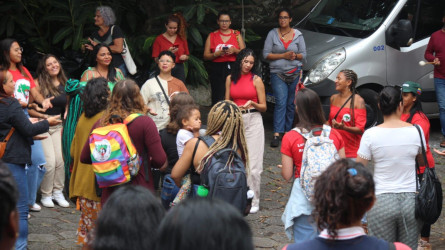 300 mulheres camponesas abrem o Acampamento Pedagógico da Jornada Nacional de Luta das Mulheres Sem Terra - 2023, no estado de São Paulo com oficinas e formação. Foto: Julia Gimenez