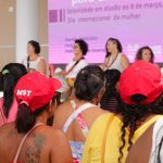 Mulheres Sem Terra do RN seguiram em marcha para a Solenidade em alusão ao 8 de Março. Foto: Morgana Souza.