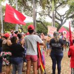 Mulheres Sem Terra do RN seguiram em marcha para a Solenidade em alusão ao 8 de Março. Foto: Morgana Souza.
