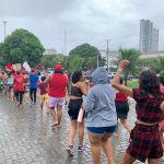 Mulheres Sem Terra do RN seguiram em marcha para a Solenidade em alusão ao 8 de Março. Foto: Morgana Souza.