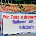 Neste 08 de março, as Mulheres do Campo, das Florestas e das Águas fazem denúncia em frente à FAEPA (Federação da Agricultura e Pecuária do Pará). Foto: Setor de Comunicação Pará.