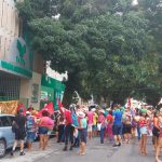 Neste 08 de março, as Mulheres do Campo, das Florestas e das Águas fazem denúncia em frente à FAEPA (Federação da Agricultura e Pecuária do Pará). Foto: Setor de Comunicação Pará.