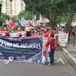 Neste 08 de março, as Mulheres do Campo, das Florestas e das Águas fazem denúncia em frente à FAEPA (Federação da Agricultura e Pecuária do Pará). Foto: Setor de Comunicação Pará.