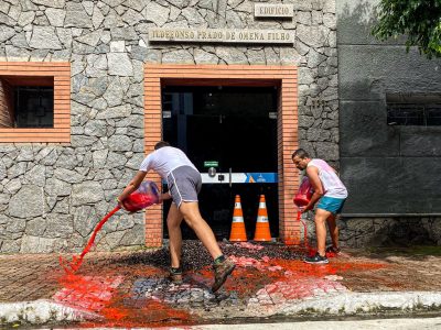 Maceió-AL, Escracho em frente à Prefeitura Municipal da capital alagoana denuncia omissão da gestão no caso BRASKEM, Foto: Comunicação MST-AL