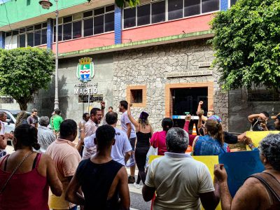 Maceió-AL, Escracho em frente à Prefeitura Municipal da capital alagoana denuncia omissão da gestão no caso BRASKEM, Foto: Comunicação MST-AL