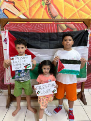 Atividade pelo Dia da Terra Palestina na Ciranda Saci Pererê na Escola Florestan Fernandes (ENFF), Foto: Comunicação-ENFF