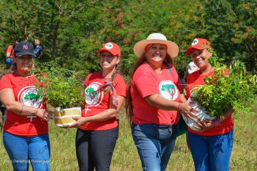 Mulheres Sem Terra da Comunidade Herdeiros da Terra de 1 de maio, Rio Bonito do Iguaçu, realizaram plantio de mudas. Foto: MST-PR