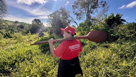Mulheres Sem Terra da Comunidade Herdeiros da Terra de 1 de maio, Rio Bonito do Iguaçu, realizaram plantio de mudas.Foto: Diangela Menegaz MST-PR